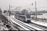 Winterlicher Nachschuss auf 9442 605 (Bombardier Talent 2) im Hp Zscherben auf Gleis 2.