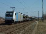 185 690 mit dem VW Zug nach Emden am 17.3.12 in Zwickau 