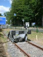Der Prellbock vom Streckenende in Heringsdorf am 23.Juni 2012.