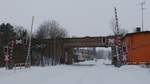 Unbenutzter Bahnhübergang in Nordhausen Hesseröder Straße. Es ruht der komplette Verkehr von Nordhausen aus. Hier in dem Fall die Strecke nach Ellrich/Herzberg/Göttingen/Northeim. 07.02.2021