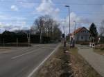 Der Bahnbergang in Wackerow bei Greifswald am 20.Februar 2011.