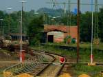 Ein provisorisch eingerichteter Bahnbergang am 24.05.2012 in Aachen West.