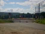 Gesperrter Bahnbergang zwischen Hallstadt und Breitengbach bei Bamberg 23.06.2013