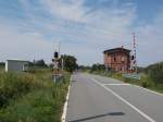 Bahnübergang in Utzedel(Strecke Stralsund-Neustrelitz)am 20.Juli 2014.