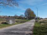 Bahnübergang zwischen Wüstenfelde und Miltzow an der Strecke Stralsund-Berlin am 20.April 2015.