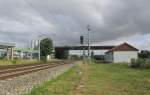 Der Bahnbergang am km 64,4, am 09.04.2015 in Erfurt Ost.