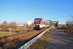 VIAS Odenwaldbahn Alstom Lint54 VT204 am 16.02.19 in Hanau Auheimer Mainbrücke 