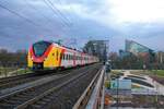 HLB Alstom Coradia Continental ET 188 am 10.01.20 in Frankfurt auf der Deutscherrnbrücke von einen Steg aus fotografiert