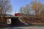 Bahnbrcke in Neckargerach, mit  Quitschi  am 18.11.2012