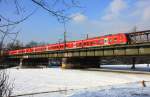 DB Regio 440 010-7 + 037-0  Fugger-Express  auf Leerfahrt nach Mnchen Steinhausen, fotografiert auf der Isarbrcke in Mnchen am 14.02.2013