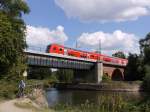 RE 21489/21449 Kiel/Puttgarden - Hamburg auf der Brcke ber den Elbe-Lbeck-Kanal (ELK) bei Lbeck-Moisling, 25.08.2013