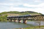 Eisenbahnbrücke Bullay (Moseltal) am 27.04.18 mit DB Regio Süwex Stadler Flirt3 (429 xxx) und CFL Stadler Kiss (23xx) von einen Gehweg aus fotografiert