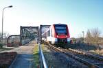 VIAS Odenwaldbahn Alstom Lint54 VT204 am 16.02.19 in Hanau Auheimer Mainbrücke 