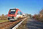 VIAS Odenwaldbahn Bombardier Itino VT125+VT1xx am 16.02.19 in Hanau Auheimer Mainbrücke 