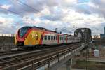 HLB Coradia Continental ET159 am 09.03.19 auf der Deutschherrenbrücke in Frankfurt am Main von einen Steg aus fotografiert