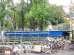 Die Fugngerbrcke ber das Schwarzwasser in Schwarzenberg wird gerade saniert.