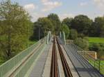 Die Muldebrcke an der KBS 257 nach Wrlitz in Dessau; vom Oberdeck des DVE 670 004 aus fotografiert; 14.09.2011