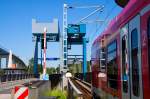 RE 9 nach Binz und links die zweite Strelasundquerung zu erkennen - 05.07.2011