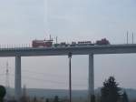 Oberleitungsmontagezug auf der ICE-Brücke über dem Unstruttal Karsdorf 16.11.2013