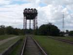 Vom ehmaligen Bahnhof Karnin hat man einen Blick auf die ehmalige Eisenbahnhubbrücke.Aufnahme vom 24.August 2014.