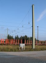 Stahlfahrleitungsmast fr das Quertragewerk,am 13.August 2011,in Bergen/Rgen.