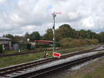 Aufgestelltes Formsignal,an der Ausfahrt Richtung Bergen/Rügen,am 09.Oktober 2017,in Putbus.