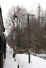 Hp 1 zeigt das Einfahrtssignal Bahnhof Moritzburg.