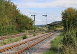 Die 2 restlichen Flgelsignale im Bahnhof Laucha (Unstrut), am 13.09.2025.