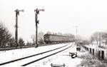 Blick auf die Signale B und C vom Bahnhof Rhade, Ausfahrt Dorsten, gesehen vom Bahn�bergang an der Gemener Strasse aus.