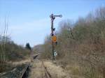 Das Einfahrsignal G2 sowie das Ausfahrvorsignal des Bahnhofs Scherfede.Am Vorsignal fehlt leider eine orange Blende,da diese kaputtgeschlagen wurde.