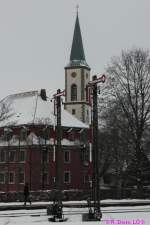Formsignale an der KBS 727 04; 09.01.2010, 16.06 Uhr:  Bahnhof Lffingen: Ausfahrsignalgruppe in Richtung Donaueschingen  