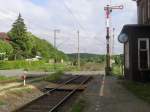 Signalanlage und ein Bahnbergang in Creidlitz bei Coburg.