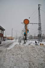 Ein Ehemaliges Formvorsignal am 27.12.2010 in Osnabrck HBF.