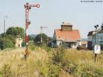Viele Signale standen in Burg- und Nieder-Gemnden am 30.8.05 noch, und auch das Stellwerk hinten links war noch besetzt.