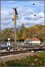 Vorsignal in Fahrtstellung auf dem Seedamm in Lindau.