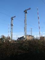 Neben Sassnitz und Rambin leisten die Formsignale von Lancken auf Rügen immer noch ihren Dienst.Aufgenommen am 31.Dezember 2013.