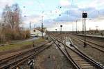 Weichenstraße in Hanau Hbf am 22.12.18 vom Bahnsteig aus fotografiert