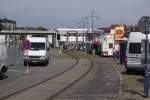 Die Gleise der Flensburger Hafenbahn und der Stadtwerke-Anschluss whren des  Dampf rundum  am 14.07.2007