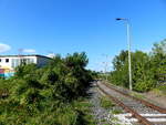 Das sehr selten befahrene Verbindungsgleis von Erfurt Nord zum Siemens Generatorenwerk, am 07.09.2020.
