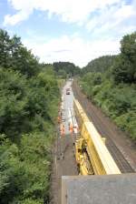 Gleis- und Weichenerneuerung an der Strecke Fulda - Bebra auf Hhe des ehem. Bahnhofes Marbach