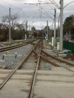 Eine Weichenstrae in Edingen OEG Bahnhof am 05.02.11