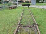 Gleisabschlu von einer 600mm Feldbahn im Traditionsbereich in Putbus am 24.Juli 2011.