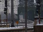 Durchblick durch die verschneite Hohenzollernbrcke