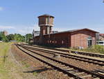 Einfahrbereich in den Bahnhof Wittstock (Dosse) am 24. Juli 2019.