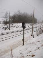 Vorsignalwiederholer vom Einfahrsignal  S  vor einer Kurve bei Bergen/Rgen.