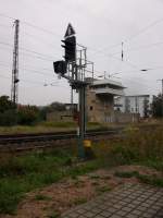 Ausfahrsignal P3 in Greifswald am 20.September 2010 in Richtung Berlin.