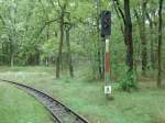 Das Einfahrsignal  P  von der Station Badesee,am 14.Juli 2012,bei der Berliner Parkeisenbahn.