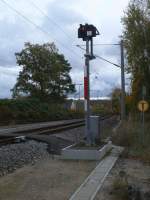 Gleissperrsignal Richtung Streckenende in Binz am 27.Oktober 2012.