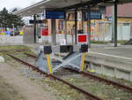 Am Ende der S-Bahngleise in Warnemünde steht dieser Prellbock.Aufgenommen am 20.Februar 2021.