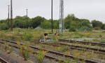 Ein Prellbock im Gterbereich, am 02.09.2023 in Arnstadt Hbf.